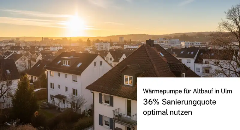 Wohngebiete in Ulm mit verschiedenen Bauformen, typische Einfamilienhäuser und Dachstrukturen aus der Luft