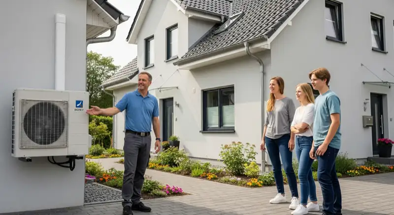 Erdwärmebohrung auf einem Grundstück in Wolfsburg-Hehlingen mit sandigen Tiefebene-Böden und Einfamilienhaus