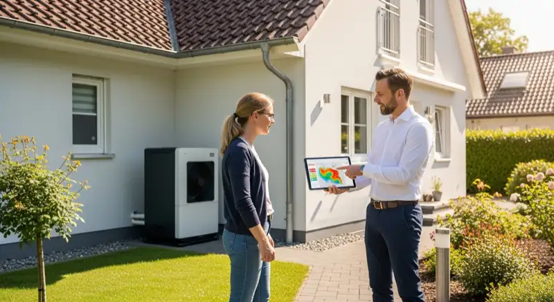 Moderner Technikraum mit Wärmepumpe und Pufferspeicher im Keller eines Wolfsburganer Einfamilienhauses