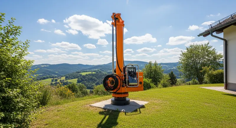 Fachhandwerker installiert Luft-Wasser-Wärmepumpe an einem Wuppertaler Einfamilienhaus in Hanglage