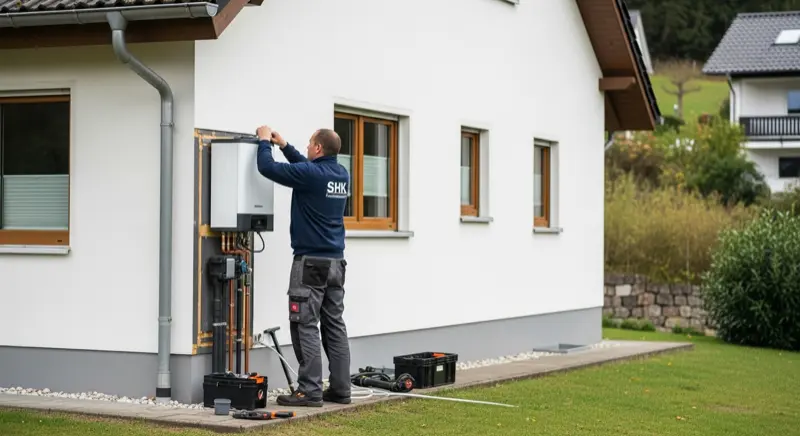 Wärmepumpe Inneneinheit im Technikraum eines Wuppertaler Einfamilienhauses