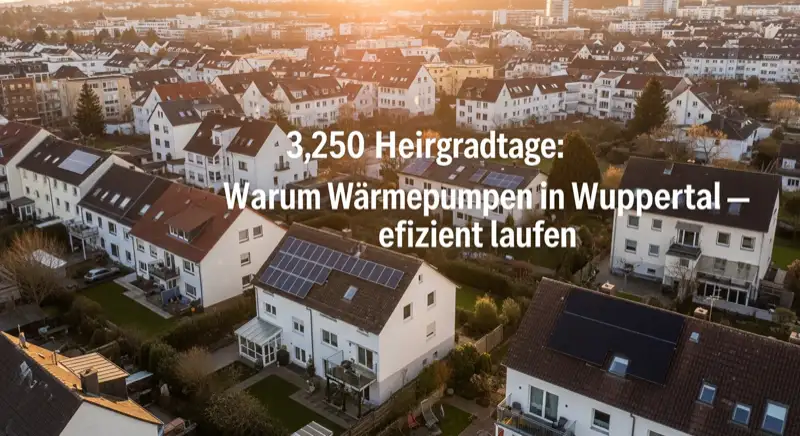 Aerial drone view of typical German residential neighborhood with mixed roof types, red and dark roof tiles, gardens visible, sunny day